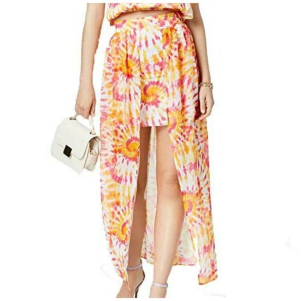 The Edit Seventeen Maxi Skirt Print Chiffon Overlay Tie Dye Juniors Size 3